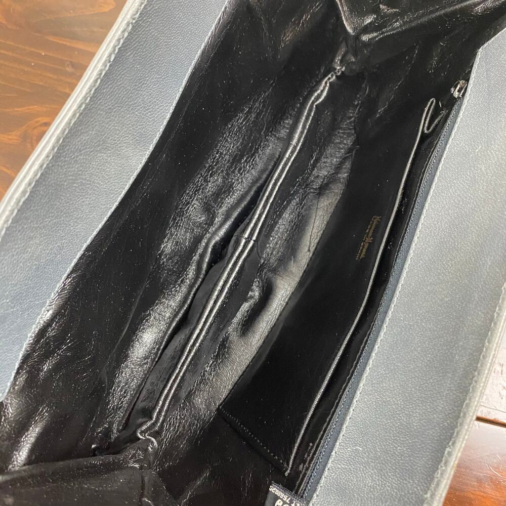 Neiman Marcus Vintage Gray Leather Hand Bag Formal - Picture 10 of 13